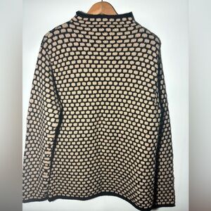 J. Crew Black and Cream Handknit Patterned Sweater #86
